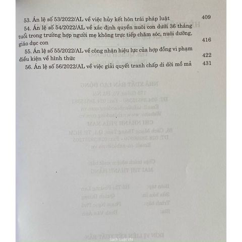 Hệ thống Án lệ Việt Nam (Hiện hành) -Từ Án lệ số 01 đến Án lệ số 56