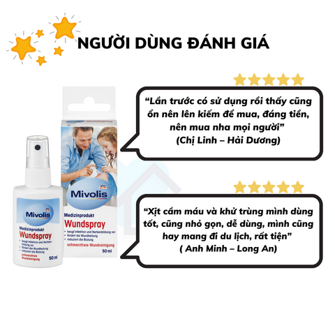 Chai Xịt Vết Thương dm Mivolis Wundspray Đức 50ml