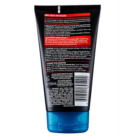 Sữa Rửa Mặt Garnier Skinactive 3 Trong 1 150ml - Giải Pháp Làm Sạch Da, Tẩy Tế Bào Chết, Đắp Mặt Nạ Cho Da Dầu, Nhờn, Mụn