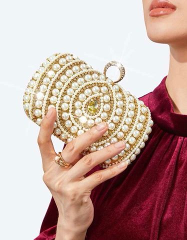 Túi Clutch ví dự tiệc đính ngọc trai đá swarovski hàng nội địa US