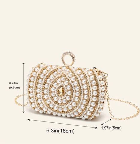 Túi Clutch ví dự tiệc đính ngọc trai đá swarovski hàng nội địa US