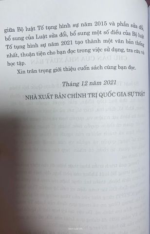 Sách - Bộ luật Tố tụng Hình Sự (Hiện Hành, Sửa đổi bổ sung năm 2021)