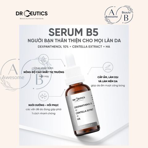 Serum Dưỡng Ẩm B5 Dr Ceutics 30ml - Phục Hồi và Làm Dịu Da, Giảm Đỏ, Tăng Cường Collagen và Elastin