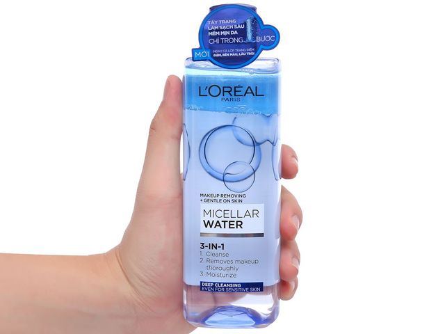 Nước Tẩy Trang L'Oreal 3-in-1 Micellar Water 400ml - Làm Sạch Sâu Cho Da Nhạy Cảm & Makeup Cứng Đầu, Dưỡng Ẩm Tươi Mát