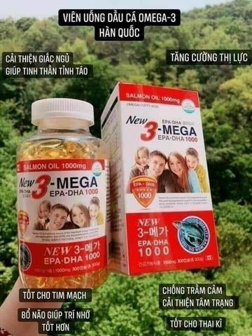 Dầu Cá Omega 3 Hàn Quốc 300 Viên - Bổ Sung DHA EPA 1000mg Tốt Cho Mắt, Tim Mạch & Sức Khỏe Gia Đình