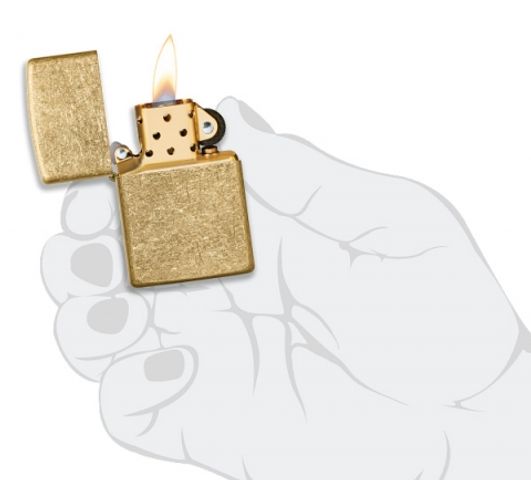 Bật Lửa Zippo 49477 Tumbled Brass Chính Hãng Mỹ - Chống Gió, Vỏ Đồng Thau, Hộp Quà Tặng Thân Thiện Môi Trường