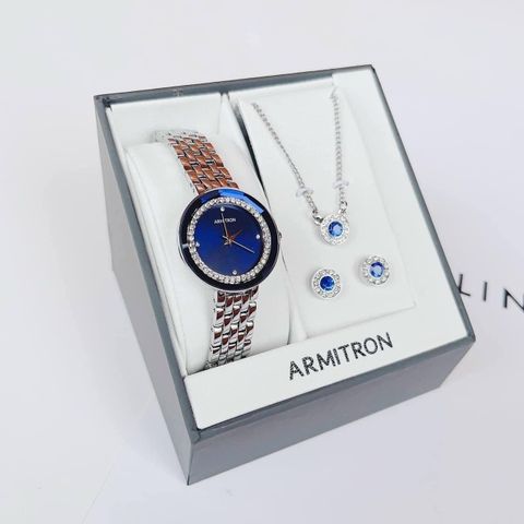 Set quà tặng đồng hồ nữ Armitron Mỹ kèm dây chuyền và bông tai - Thiết kế sang trọng, phong cách thời thượng