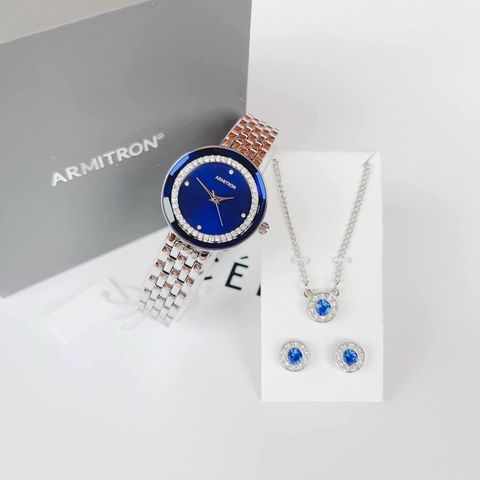 Set quà tặng đồng hồ nữ Armitron Mỹ kèm dây chuyền và bông tai - Thiết kế sang trọng, phong cách thời thượng