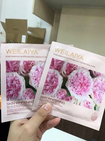 Mặt nạ dưỡng trắng da Hồng Vạn Cánh Weilaiya hộp 10 miếng