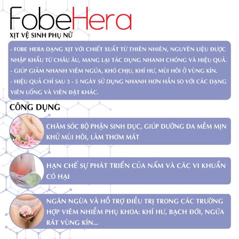 Chai Xịt Vệ Sinh Phụ Nữ FobeHera Từ Thiên Nhiên 50ml - Hỗ Trợ Khử Mùi, Dưỡng Da Và Ngăn Ngừa Viêm Nhiễm An Toàn