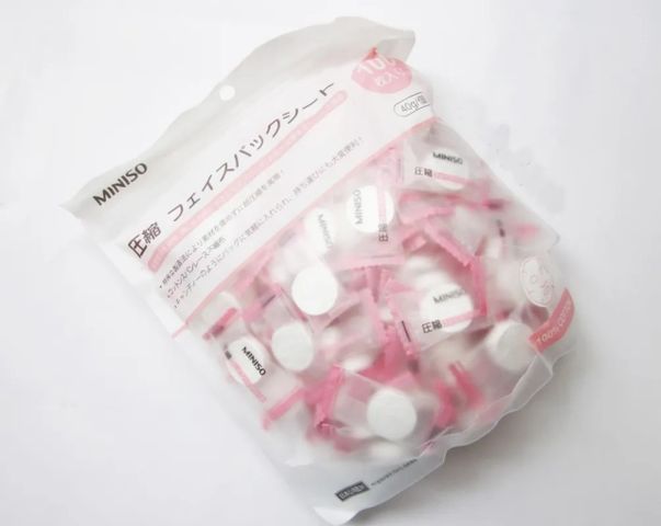 Mặt Nạ Nén Tiện Dụng Miniso Nhật Bản - Dưỡng Ẩm Và Làm Sáng Da Thiết Kế Viên Kẹo Nhỏ, Túi 100 Viên
