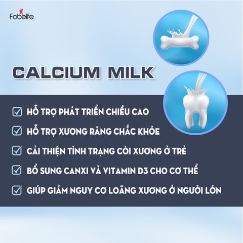 Viên Uống Hỗ Trợ Xương Khớp Calcium Milk - Bổ Sung Canxi và Vitamin D Để Phát Triển Chiều Cao cho Trẻ Em và Người Cao Tuổi