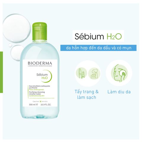 Nước Tẩy Trang Bioderma Sébium 500mL - Giải Pháp Cho Da Dầu & Hỗn Hợp, Làm Sạch Hiệu Quả Không Gây Kích Ứng