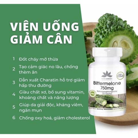 [Đức] Viên Uống Giảm Cân Mướp Đắng Đốt Cháy Mỡ Thừa 120viên