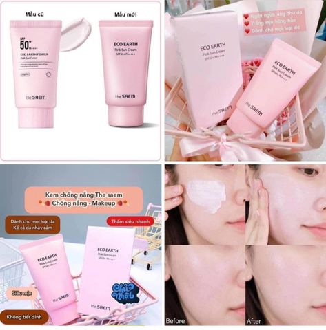 Kem Chống Nắng The SAEM Earth Power SPF 50+ Hồng - Dành Cho Da Nhạy Cảm, Cấp Ẩm, Thấm Nhanh, Giữ Da Mềm Mịn