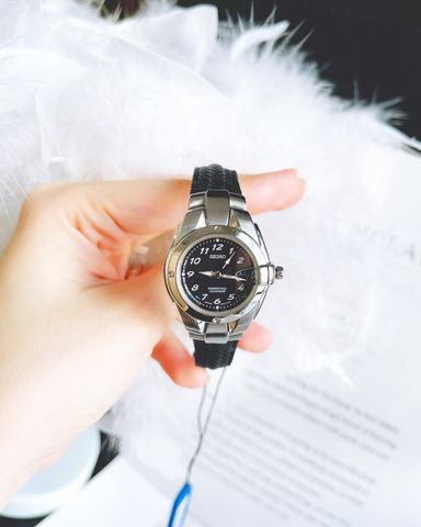 Đồng hồ nữ Seiko black leather style Hublot đẹp tuyệt