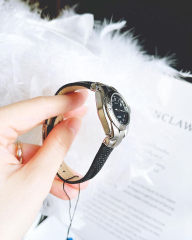 Đồng hồ nữ Seiko black leather style Hublot đẹp tuyệt