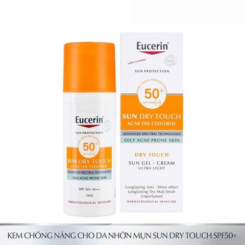 Kem Chống Nắng Eucerin Oil Control SPF 50 - Gel-Cream Kiểm Soát Nhờn Cho Da Dầu Mụn, Không Paraben, Lớp Phủ Mỏng Nhẹ