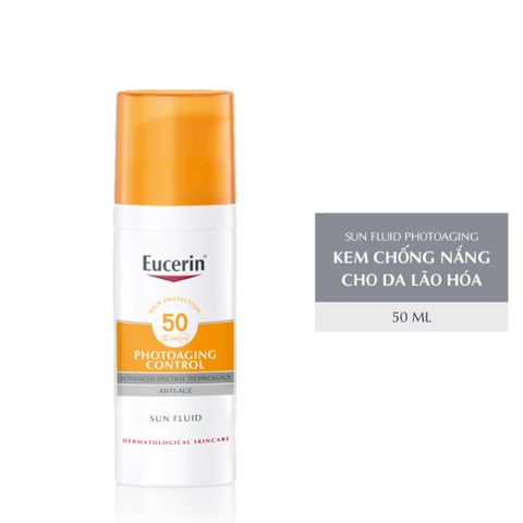 Kem Chống Nắng Eucerin Sun Fluid Photoaging Control SPF50 50mL - Giảm Nhăn, Chống Lão Hóa, An Toàn Cho Da Nhạy Cảm