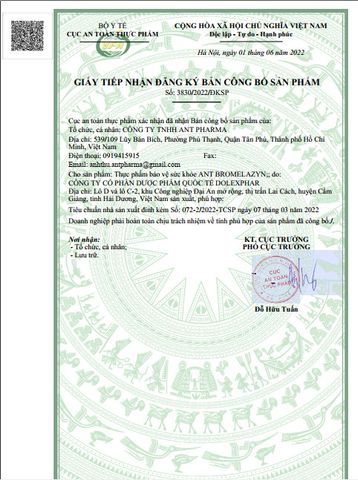 Giảm phù nề ANT Bromelazyn Dolexphar (H/100V)