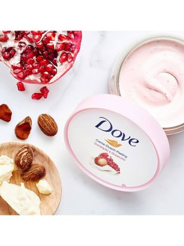Tẩy Tế Bào Chết Dove Creme Dusch Peeling Hạt Lựu 225ml - Chăm Sóc Da Mềm Mượt Với Hương Quả Tự Nhiên