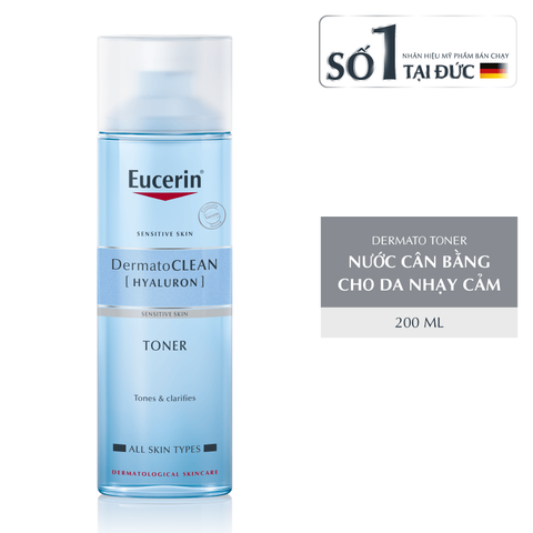 Nước Hoa Hồng Eucerin DermatoClean Hyaluron 200mL - Toner làm sạch sâu cho da nhạy cảm, cấp ẩm và tái tạo da hiệu quả
