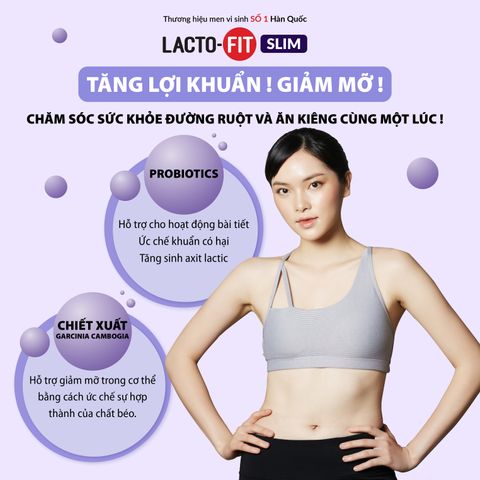Men Vi Sinh Hàn Quốc Lacto-Fit Slim Hỗ Trợ Giảm Cân (60 gói x 2g)