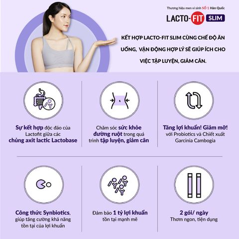 Men Vi Sinh Hàn Quốc Lacto-Fit Slim Hỗ Trợ Giảm Cân (60 gói x 2g)
