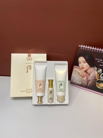 Set Kem Chống Nắng Whoo Radiant White SPF50+/PA++++ - Dưỡng Trắng, Tặng Sữa Rửa Mặt và Tinh Chất Chống Lão Hóa 2in1