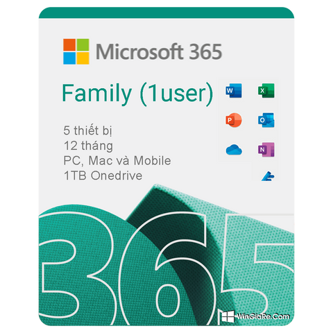Nâng cấp Microsoft Office 365 bản quyền (1TB, 5 thiết bị)