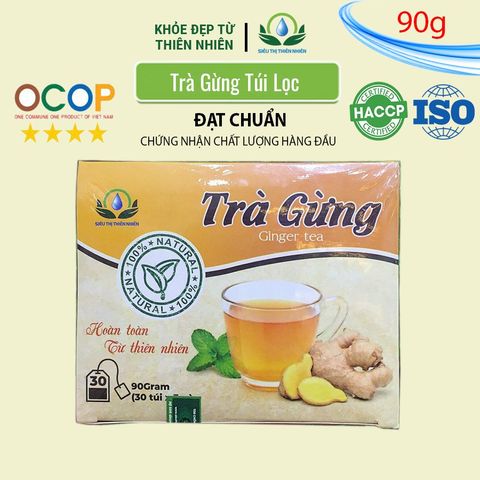 Trà Gừng 30 Túi Lọc x 3g - Giải Cảm, Giảm Ho, Làm Ấm Cơ Thể - Thức Uống Từ Thiên Nhiên, Phù Hợp Cho Mọi Đối Tượng
