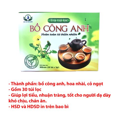 Trà Bồ Công Anh 30 Túi Lọc 3g - Trà Thảo Mộc Giúp Tiêu Hóa Tốt và Lợi Tiểu - Sản Phẩm Tự Nhiên từ Siêu Thị Thiên Nhiên