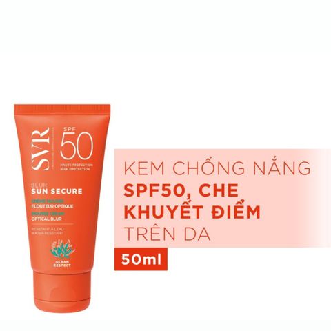 Kem Chống Nắng SVR Sun Secure Blur SPF50 50mL - Dưỡng Da 2in1, Che Khuyết Điểm, Bảo Vệ Da Tốt Nhất cho Mọi Loại Da