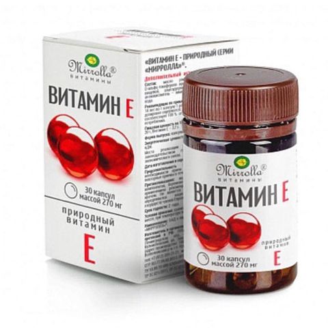 Vitamin E Đỏ Mirrolla 270mg - 400mg Hộp 30 Viên - Chống Oxy Hóa, Cải Thiện Sức Khỏe Và Làm Đẹp Da, Xuất Xứ Nga
