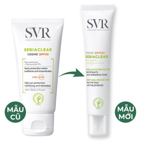 Kem Chống Nắng SVR Sebiaclear SPF50 - Giảm Mụn & Chăm Sóc Da Mặt, Dành Cho Da Nhờn Nhạy Cảm, 40mL
