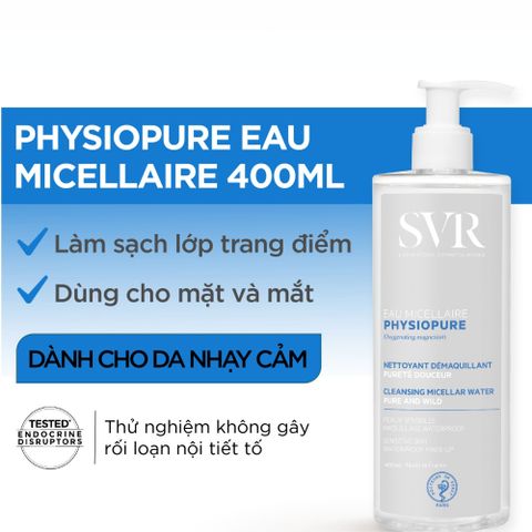 Nước Tẩy Trang SVR Physiopure Eau Micellaire 400ml - Dành cho Da Nhạy Cảm, Làm Sạch và Tẩy Trang Hoàn Hảo, Không Gây Kích Ứng