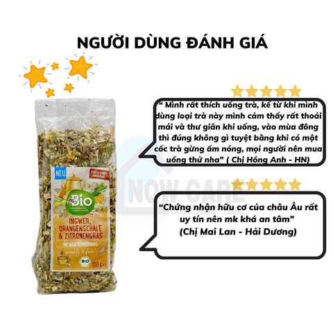 Trà gừng cam xả hữu cơ dmBio nội địa Đức giảm ho, giải cảm 100g