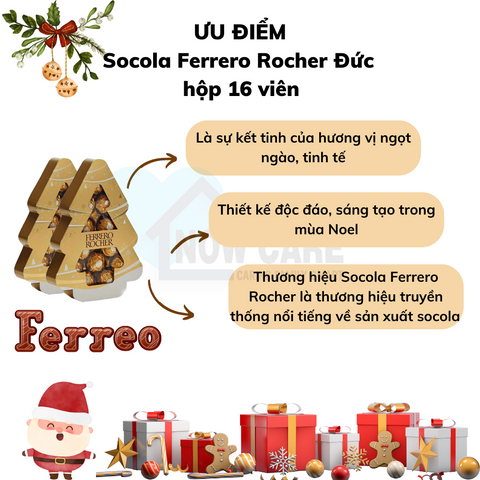 Socola Ferrero Rocher hình tháp cây thông Noel hộp 150g