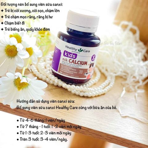 Viên Uống Canxi Sữa Bò Non Healthy Care Milk Calcium 60 Viên - Hỗ Trợ Phát Triển Xương Cho Trẻ Sơ Sinh đến 3 Tuổi