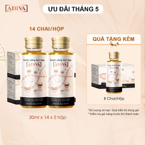 Combo 2 Nước Uống Hỗ Trợ Làm Đẹp Collagen Adiva 14 lọ x 30ml