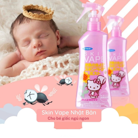 Xịt Chống Muỗi Skin Vape Hello Kitty Nhật Bản - An Toàn Cho Da Nhạy Cảm Của Trẻ Nhỏ - Mùi Mai Anh Đào & Cam Quýt Dịu Êm