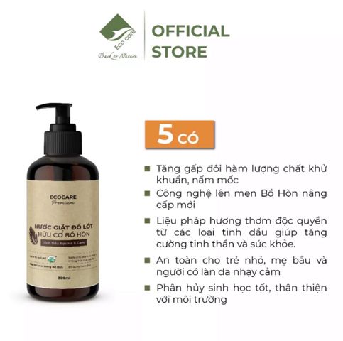 Nước giặt đồ lót hữu cơ bồ hòn Ecocare hương Cam Bạc Hà 300ml
