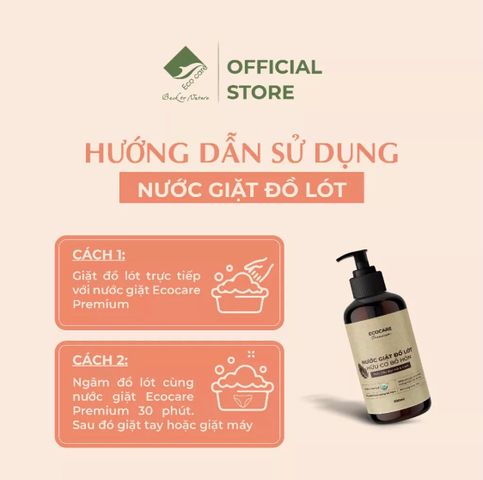 Nước giặt đồ lót hữu cơ bồ hòn Ecocare hương Cam Bạc Hà 300ml