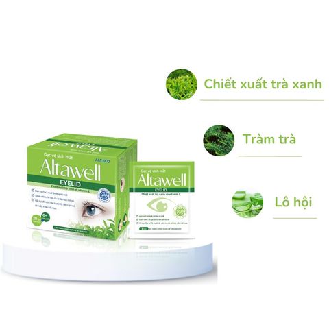 Gạc Vệ Sinh Mắt Altawell Eyelid Wipes - Hộp 20 Gói, Làm Sạch và Giảm Kích Ứng Mắt Hiệu Quả, Tiện Lợi Cho Người Dùng