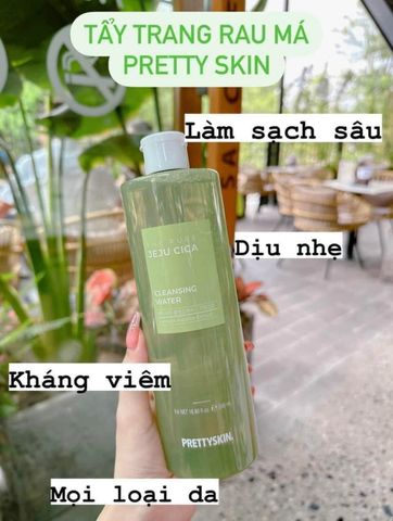 Nước Tẩy Trang Rau Má Pretty Skin 500ml cho Da Dầu Mụn - Làm Sạch, Kháng Khuẩn, Cấp ẩm Cho Da Mềm Mại, Nhạy Cảm
