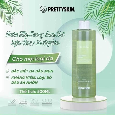 Nước Tẩy Trang Rau Má Pretty Skin 500ml cho Da Dầu Mụn - Làm Sạch, Kháng Khuẩn, Cấp ẩm Cho Da Mềm Mại, Nhạy Cảm