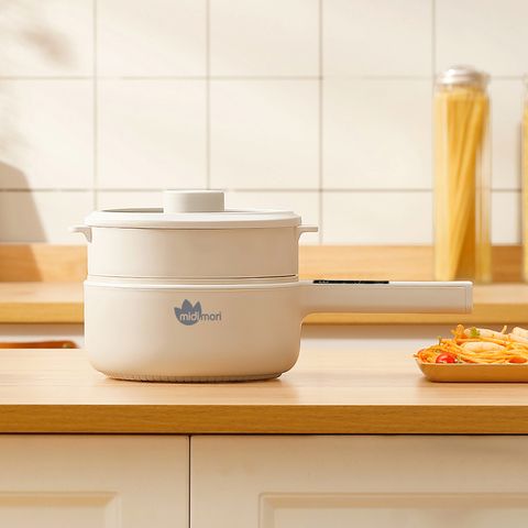 Nồi Lẩu Điện Đa Năng Mini Midimori Kèm Xửng Hấp – Hàng Chính Hãng