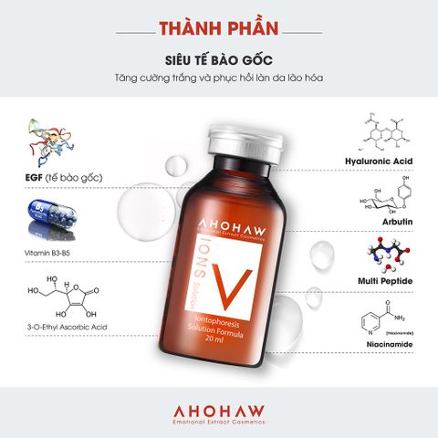 Tế bào gốc dưỡng trắng và phục hồi da chuyên sâu Ahohwa Ion V Solution