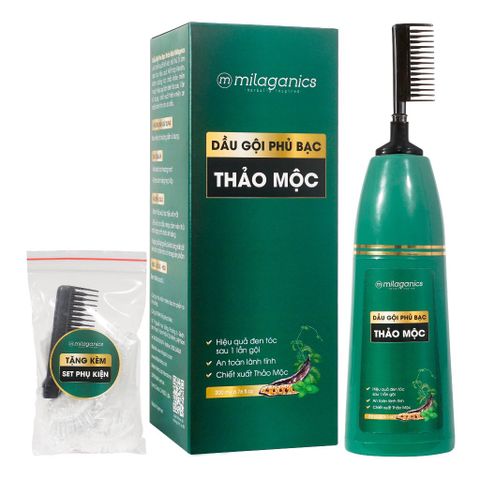 Dầu Gội Phủ Bạc Đen Tóc Thảo Mộc Thiên Nhiên Milaganics 200ml
