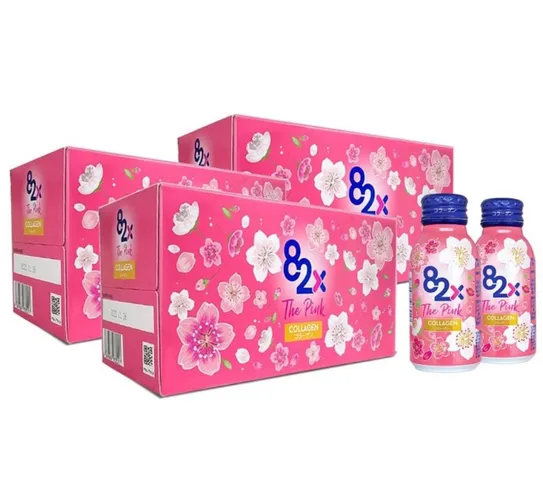 Nước uống Collagen làm đẹp da Nhật Bản 82x The Pink hộp 10 chai